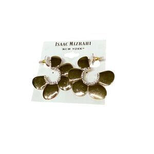 Isaac Mizrahi Gold Flower Rhinestone Stud Earrings fashion Gift office work